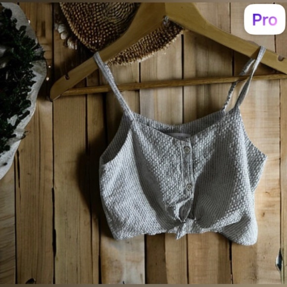 Zara Striped Denim Crop Top Blue & White Sleeveless Square Neck Size 13-14 Cm 16 - Picture 2 of 15